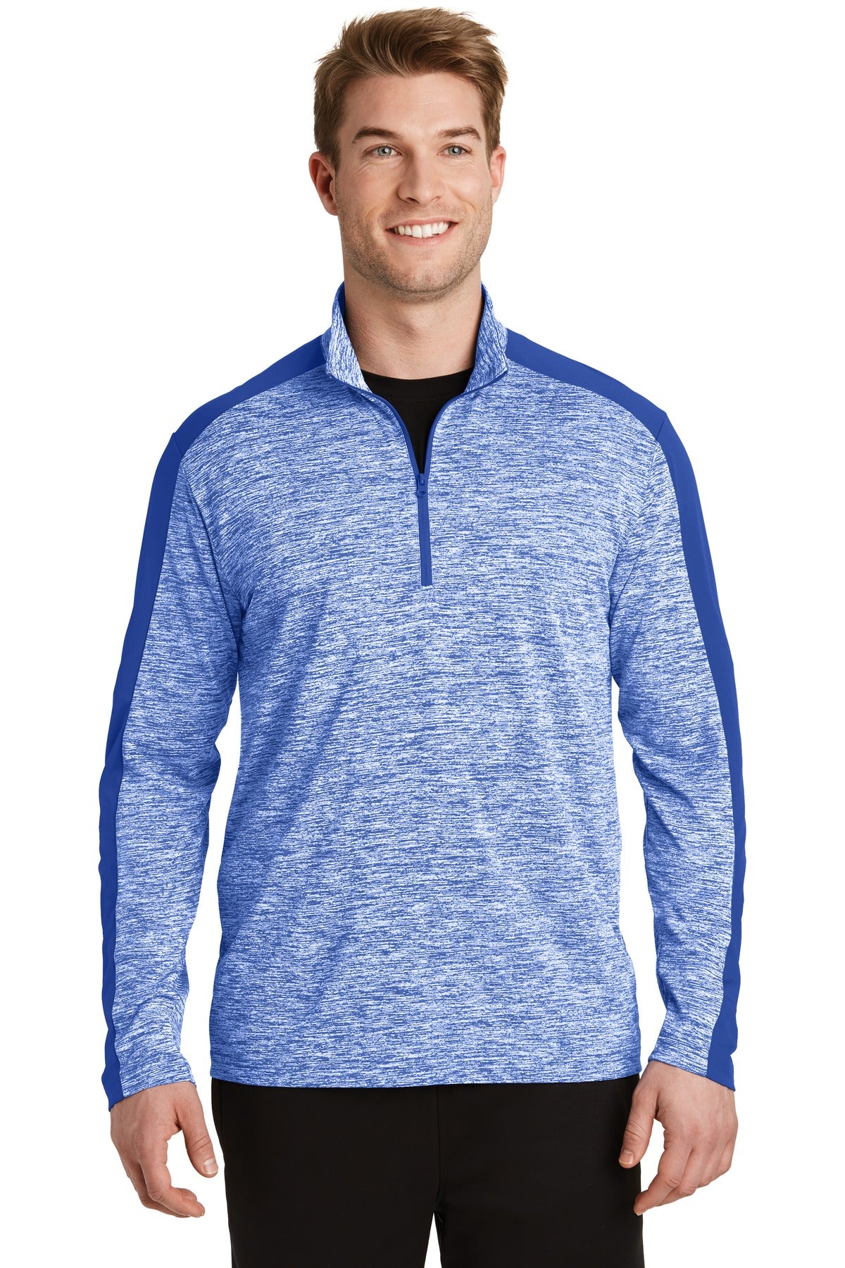 Sport-Tek PosiCharge Electric Heather Colorblock 1/4-Zip Pullover. ST397 True Royal Electric/ True Royal