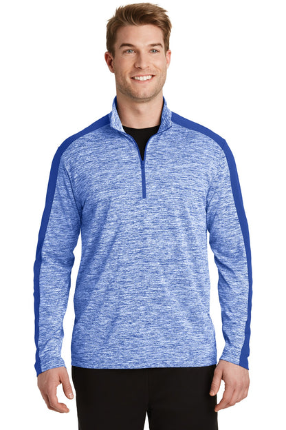Sport-Tek PosiCharge Electric Heather Colorblock 1/4-Zip Pullover. ST397 True Royal Electric/ True Royal