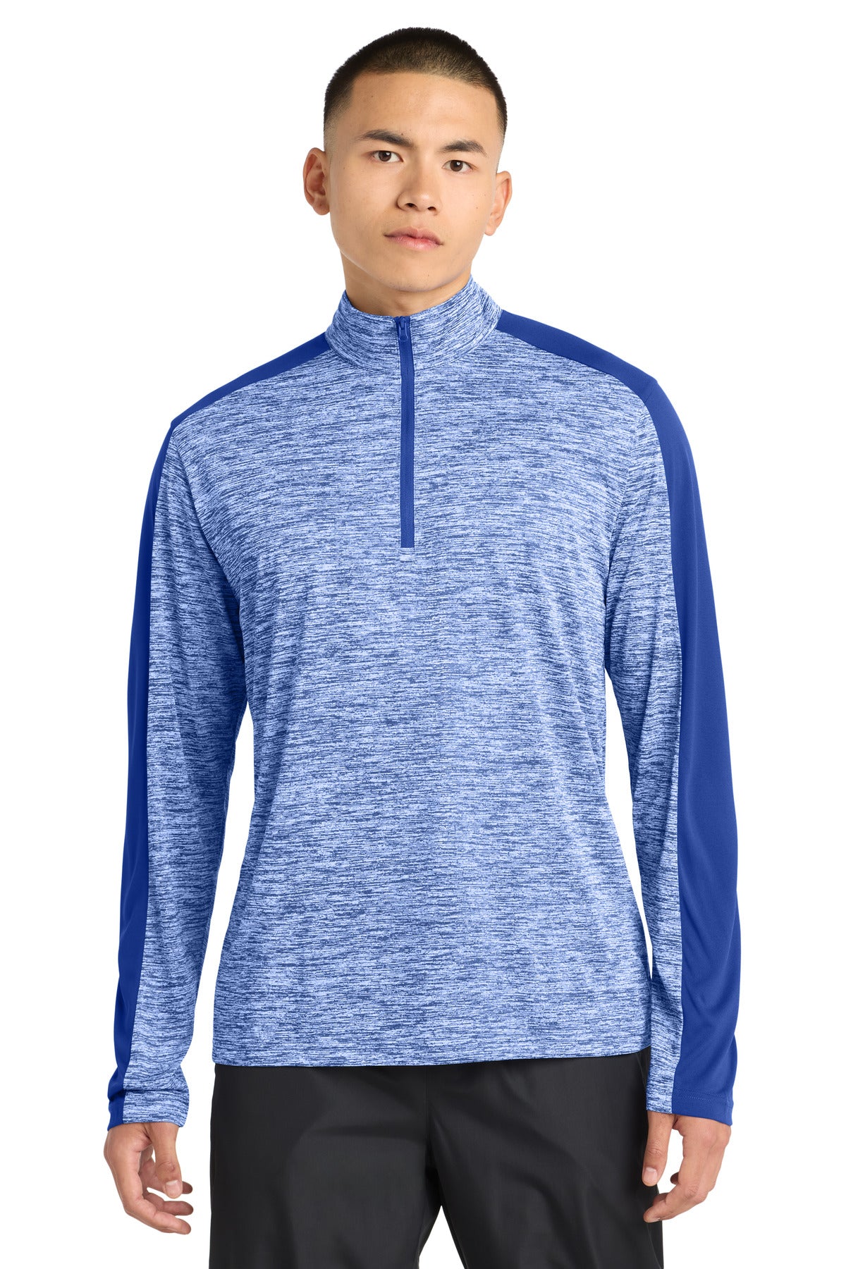 Sport-Tek PosiCharge Electric Heather Colorblock 1/4-Zip Pullover ST397 True Royal Electric/ True Royal