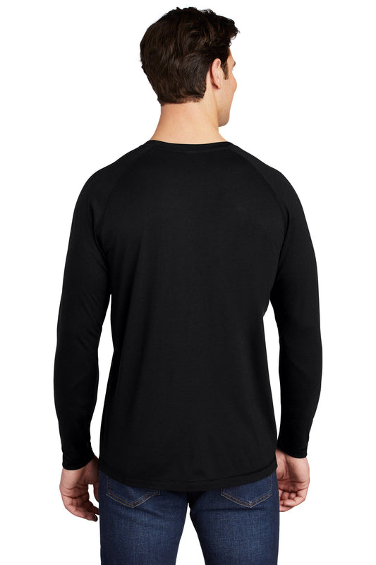 Sport-Tek  PosiCharge  Long Sleeve Tri-Blend Wicking Raglan Tee ST400LS Black Triad Solid