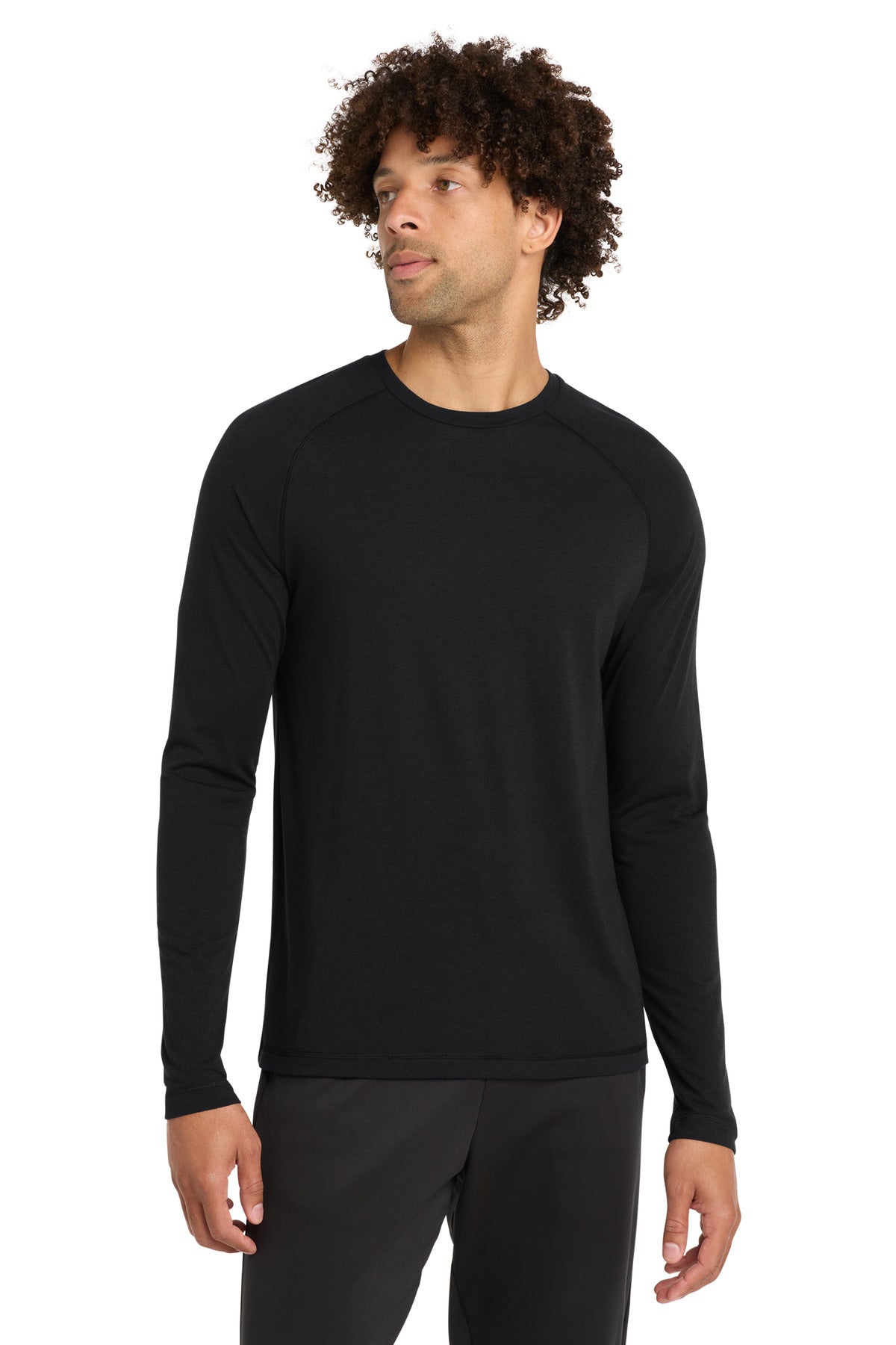 Sport-Tek PosiCharge Long Sleeve Tri-Blend Wicking Raglan Tee ST400LS Black Triad Solid