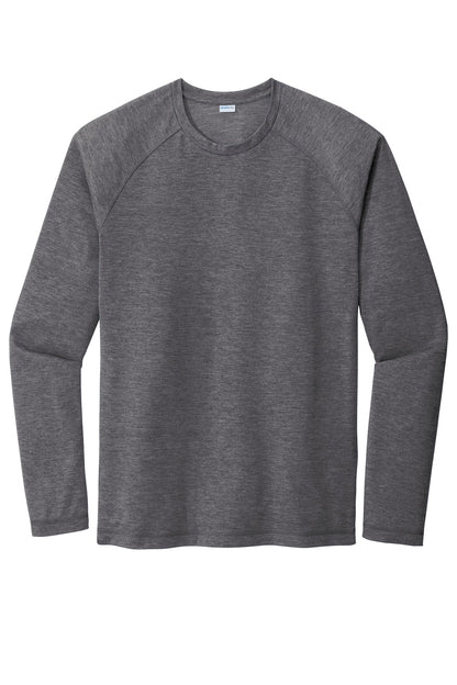 Sport-Tek  PosiCharge  Long Sleeve Tri-Blend Wicking Raglan Tee ST400LS Dark Grey Heather