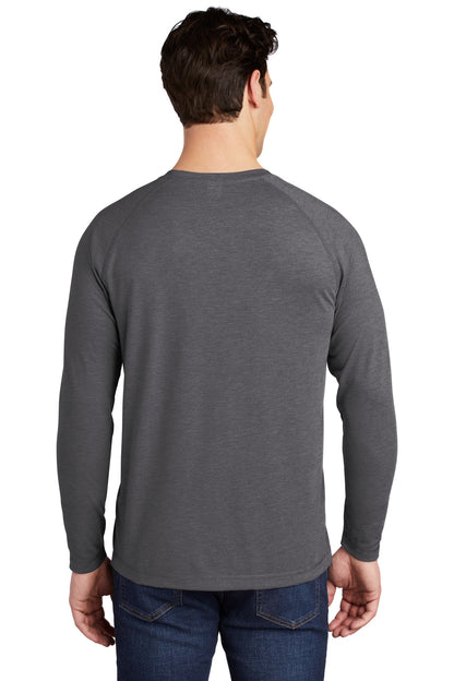 Sport-Tek  PosiCharge  Long Sleeve Tri-Blend Wicking Raglan Tee ST400LS Dark Grey Heather