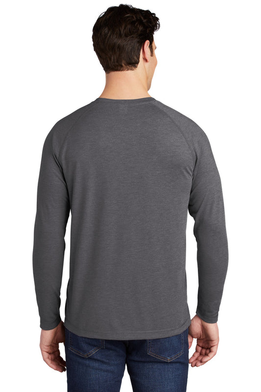 Sport-Tek  PosiCharge  Long Sleeve Tri-Blend Wicking Raglan Tee ST400LS Dark Grey Heather