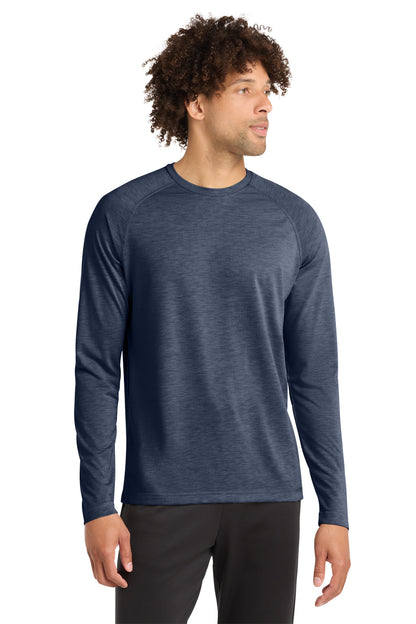 Sport-Tek PosiCharge Long Sleeve Tri-Blend Wicking Raglan Tee ST400LS True Navy Heather