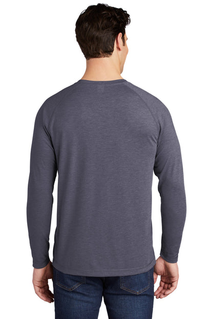 Sport-Tek  PosiCharge  Long Sleeve Tri-Blend Wicking Raglan Tee ST400LS True Navy Heather