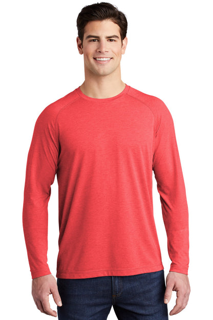 Sport-Tek  PosiCharge  Long Sleeve Tri-Blend Wicking Raglan Tee ST400LS True Red Heather