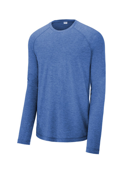 Sport-Tek  PosiCharge  Long Sleeve Tri-Blend Wicking Raglan Tee ST400LS True Royal Heather