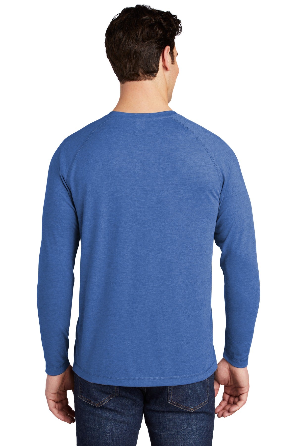Sport-Tek  PosiCharge  Long Sleeve Tri-Blend Wicking Raglan Tee ST400LS True Royal Heather