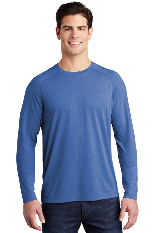 Sport-Tek  PosiCharge  Long Sleeve Tri-Blend Wicking Raglan Tee ST400LS True Royal Heather