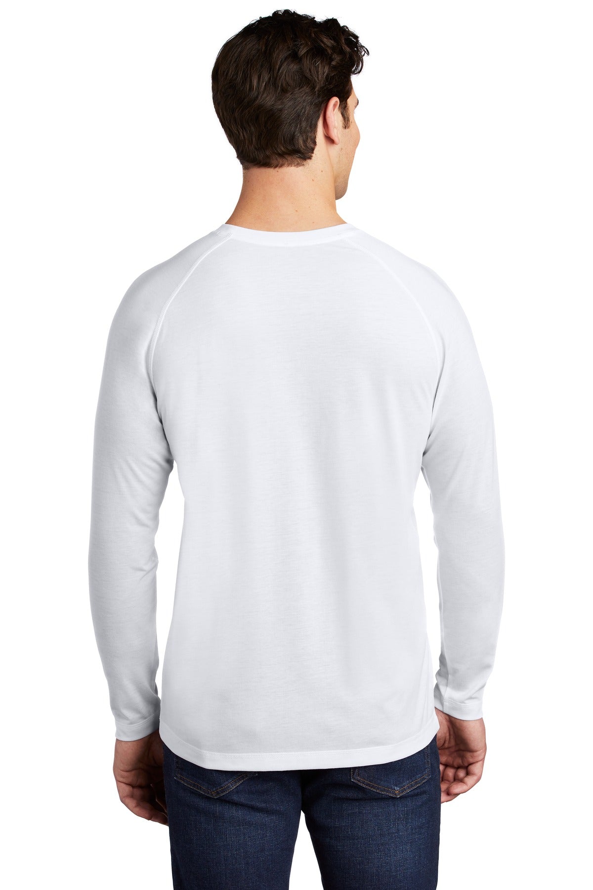 Sport-Tek  PosiCharge  Long Sleeve Tri-Blend Wicking Raglan Tee ST400LS White Triad Solid