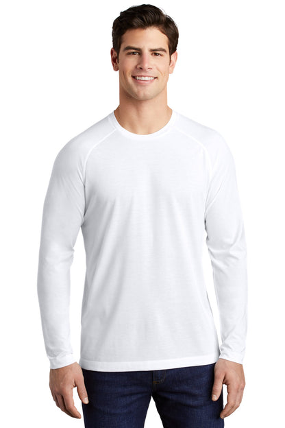 Sport-Tek  PosiCharge  Long Sleeve Tri-Blend Wicking Raglan Tee ST400LS White Triad Solid