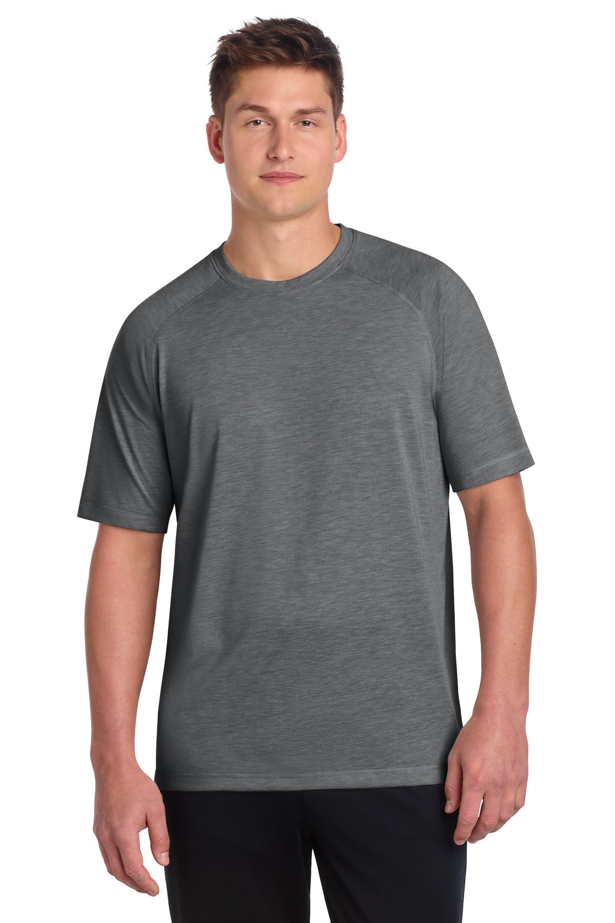 Sport-Tek PosiCharge Tri-Blend Wicking Raglan Tee ST400 Dark Grey Heather