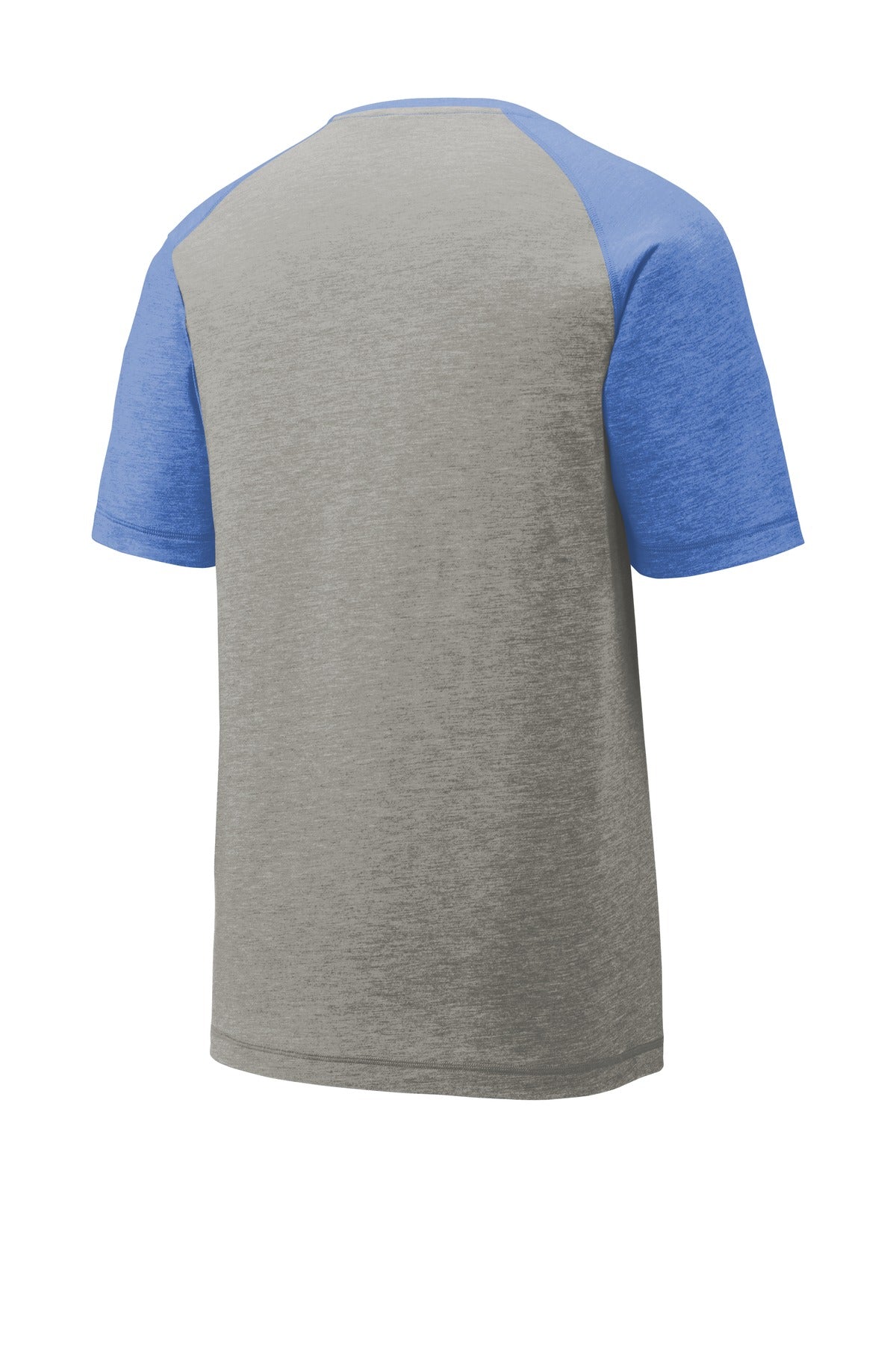 Sport-Tek  PosiCharge  Tri-Blend Wicking Raglan Tee. ST400 True Royal Heather/ Light Grey Heather