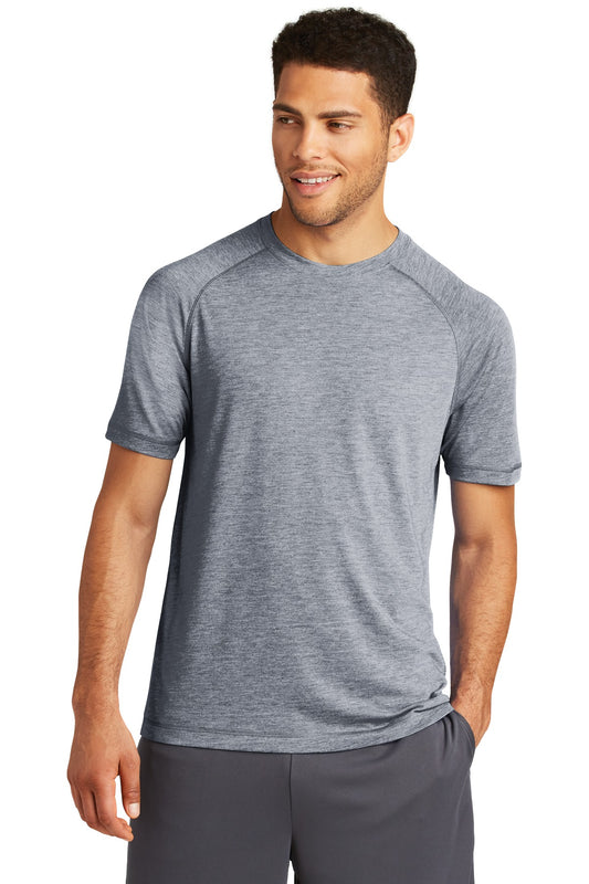 Sport-Tek  PosiCharge  Tri-Blend Wicking Raglan Tee. ST400 True Navy Heather