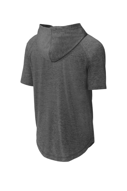 Sport-Tek  PosiCharge  Tri-Blend Wicking Short Sleeve Hoodie. ST404 Dark Grey Heather