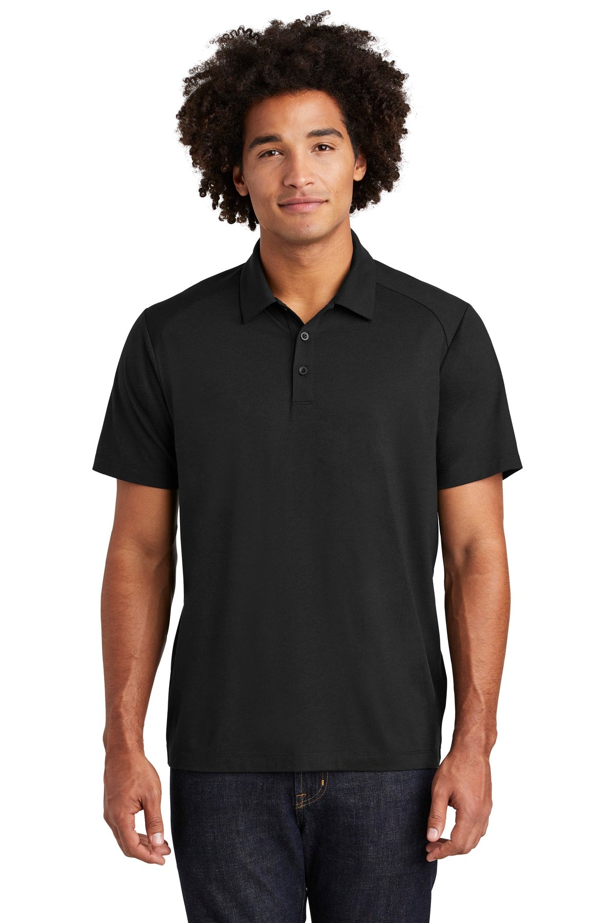 Sport-Tek  PosiCharge  Tri-Blend Wicking Polo. ST405 Black Triad Solid
