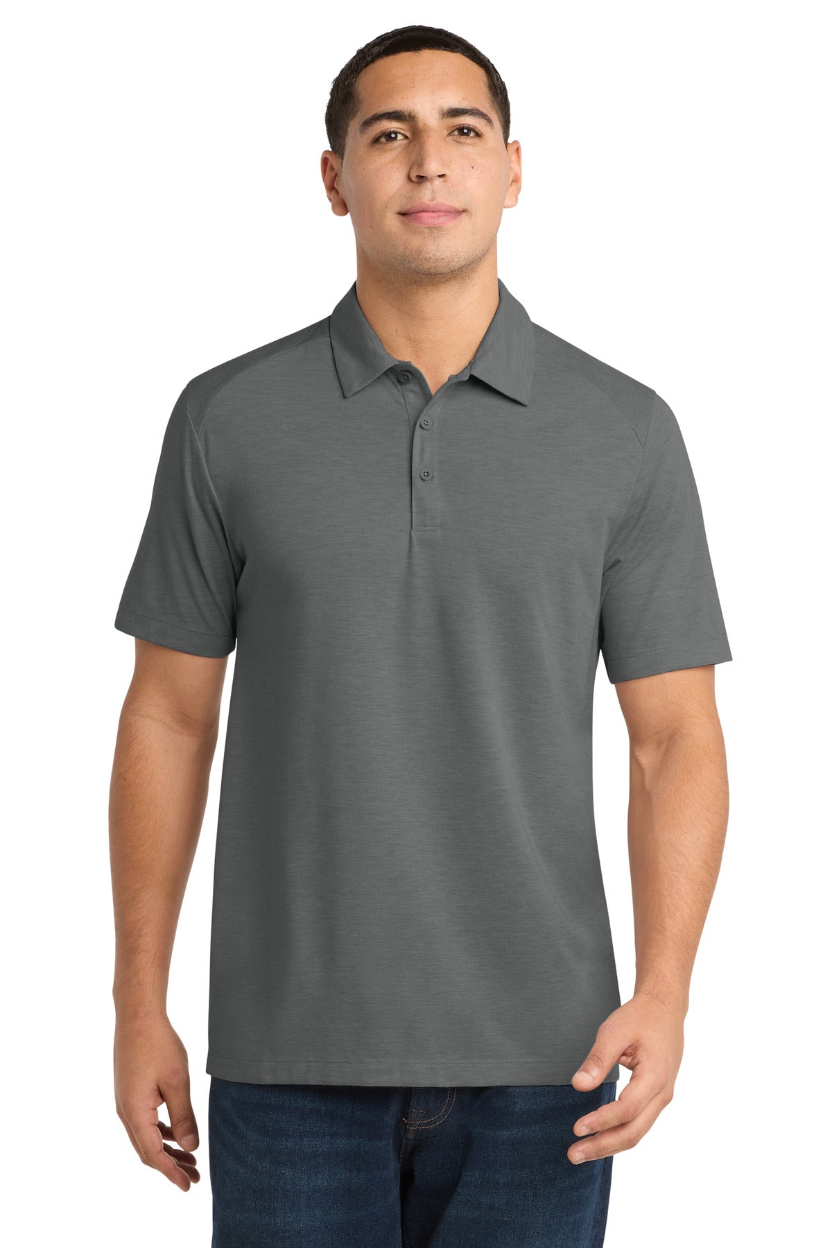 Sport-Tek PosiCharge Tri-Blend Wicking Polo ST405 Dark Grey Heather