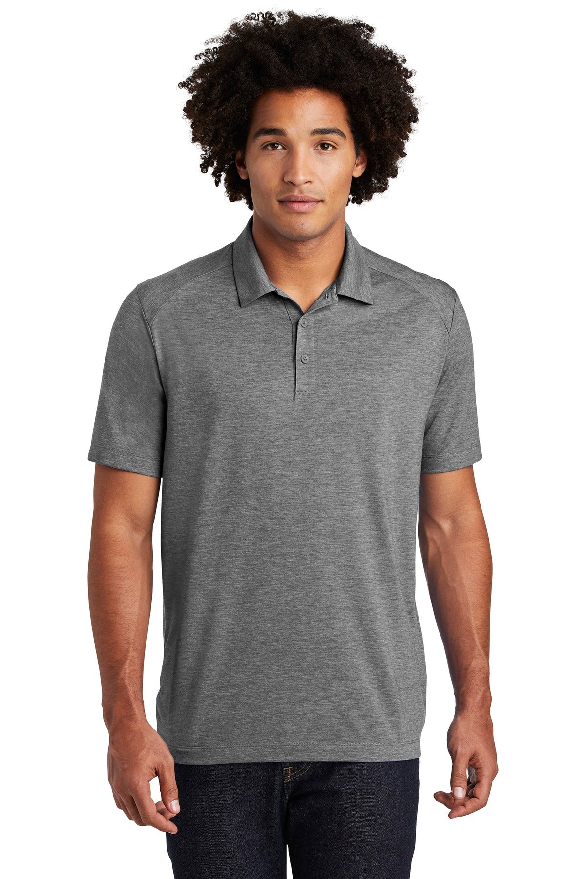 Sport-Tek  PosiCharge  Tri-Blend Wicking Polo. ST405 Dark Grey Heather