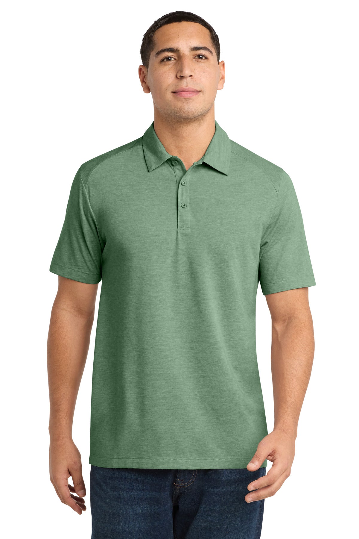 Sport-Tek PosiCharge Tri-Blend Wicking Polo ST405 Forest Green Heather