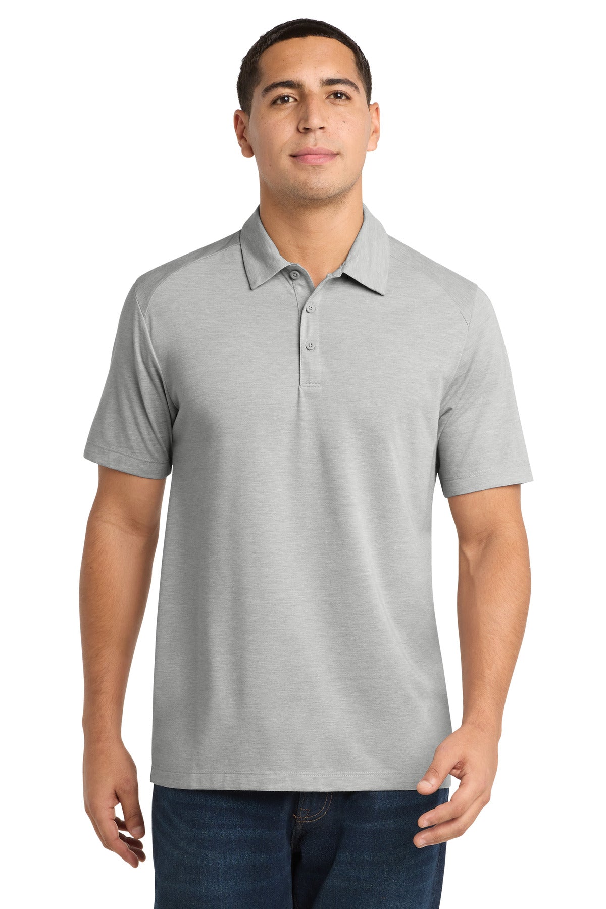 Sport-Tek PosiCharge Tri-Blend Wicking Polo ST405 Light Grey Heather