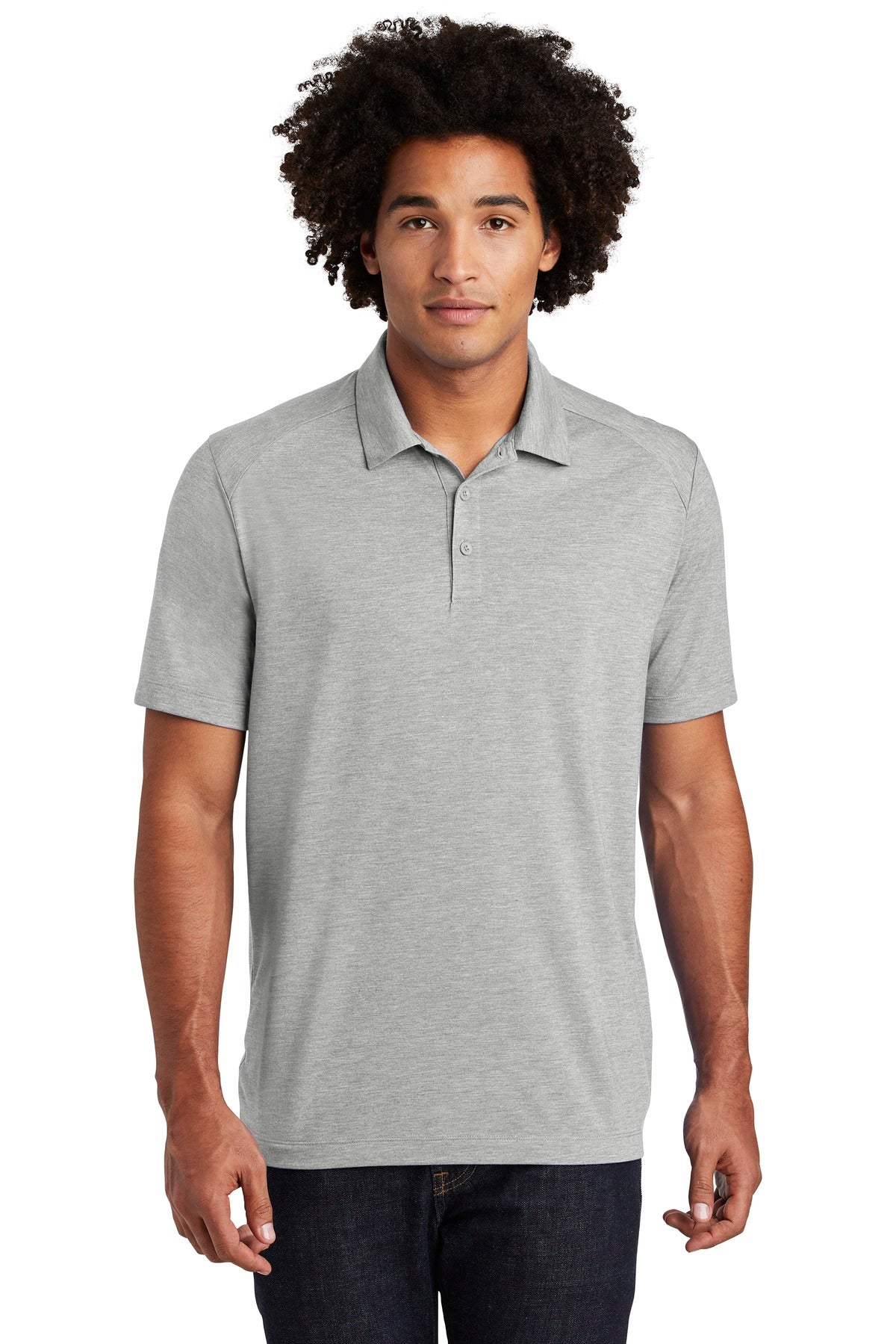 Sport-Tek  PosiCharge  Tri-Blend Wicking Polo. ST405 Light Grey Heather