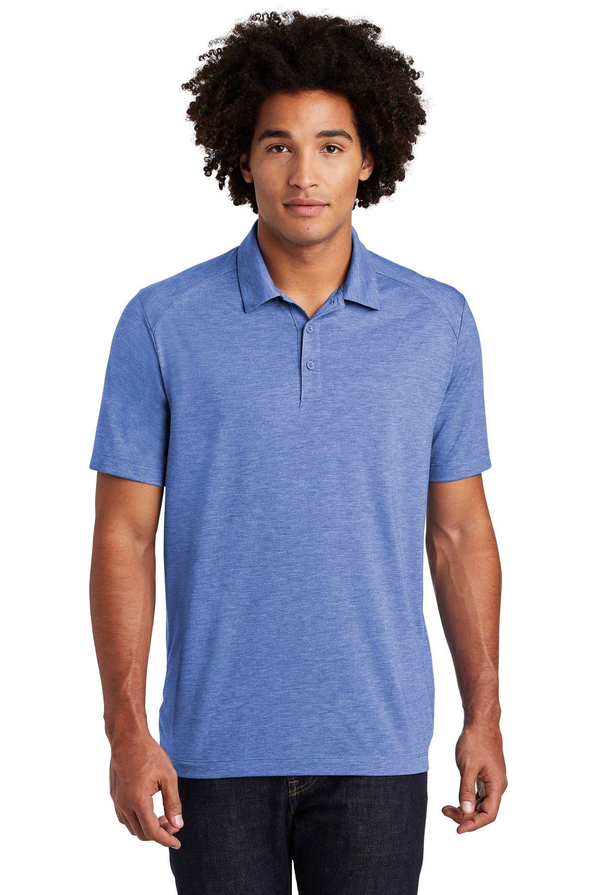 Sport-Tek  PosiCharge  Tri-Blend Wicking Polo. ST405 True Royal Heather