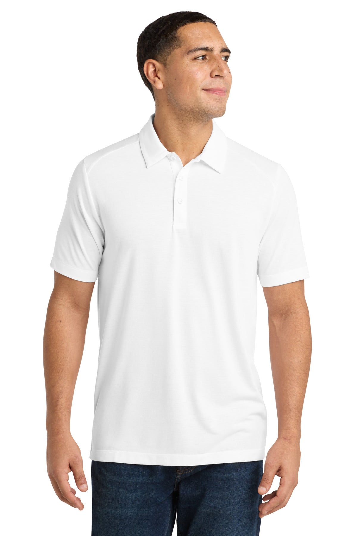 Sport-Tek PosiCharge Tri-Blend Wicking Polo ST405 White Triad Solid
