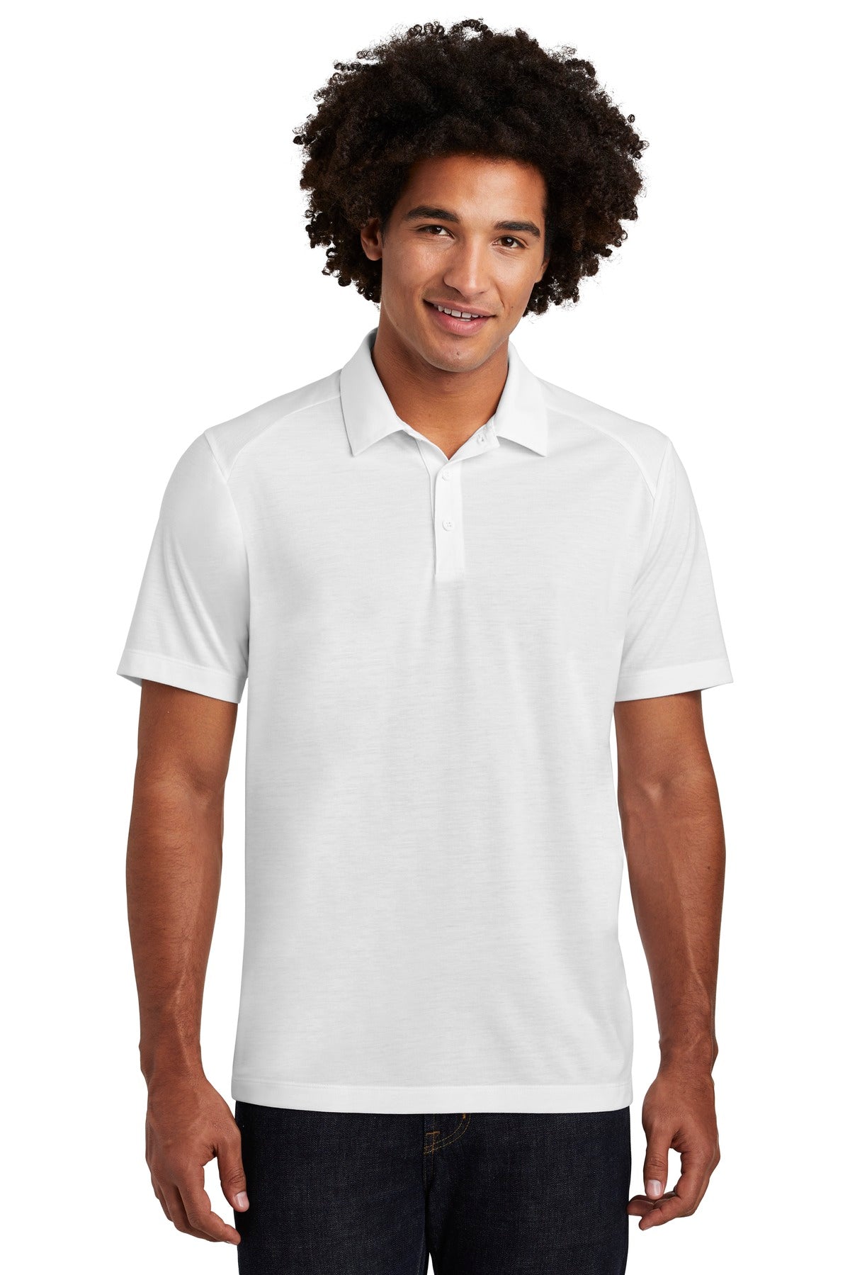Sport-Tek  PosiCharge  Tri-Blend Wicking Polo. ST405 White Triad Solid
