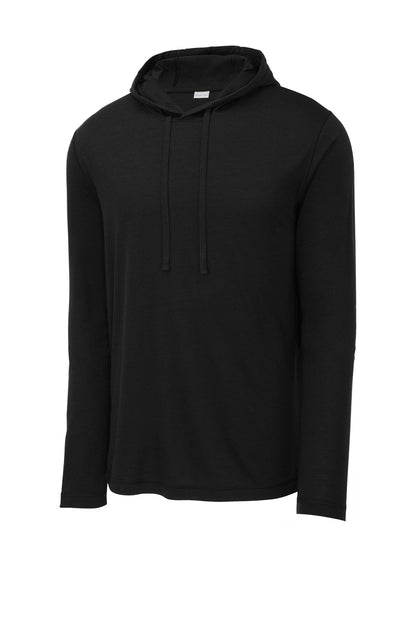 Sport-Tek  PosiCharge  Tri-Blend Wicking Long Sleeve Hoodie ST406 Black Triad Solid