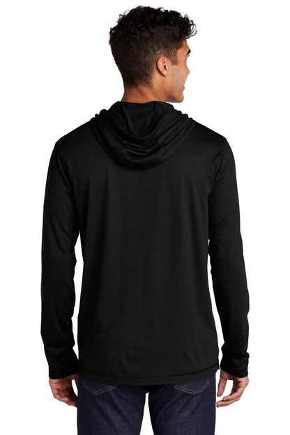 Sport-Tek  PosiCharge  Tri-Blend Wicking Long Sleeve Hoodie ST406 Black Triad Solid