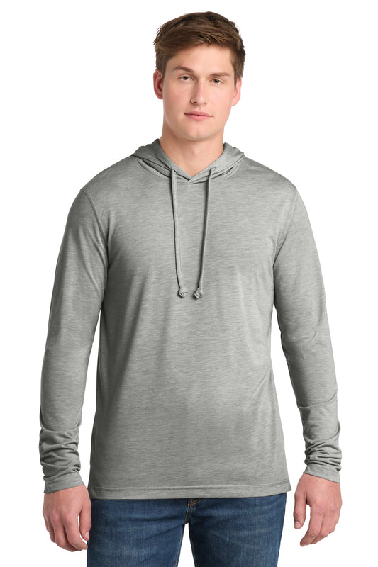 Sport-Tek PosiCharge Tri-Blend Wicking Long Sleeve Hoodie ST406 Light Grey Heather