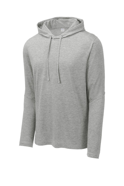 Sport-Tek  PosiCharge  Tri-Blend Wicking Long Sleeve Hoodie ST406 Light Grey Heather