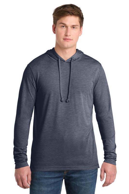 Sport-Tek PosiCharge Tri-Blend Wicking Long Sleeve Hoodie ST406 True Navy Heather