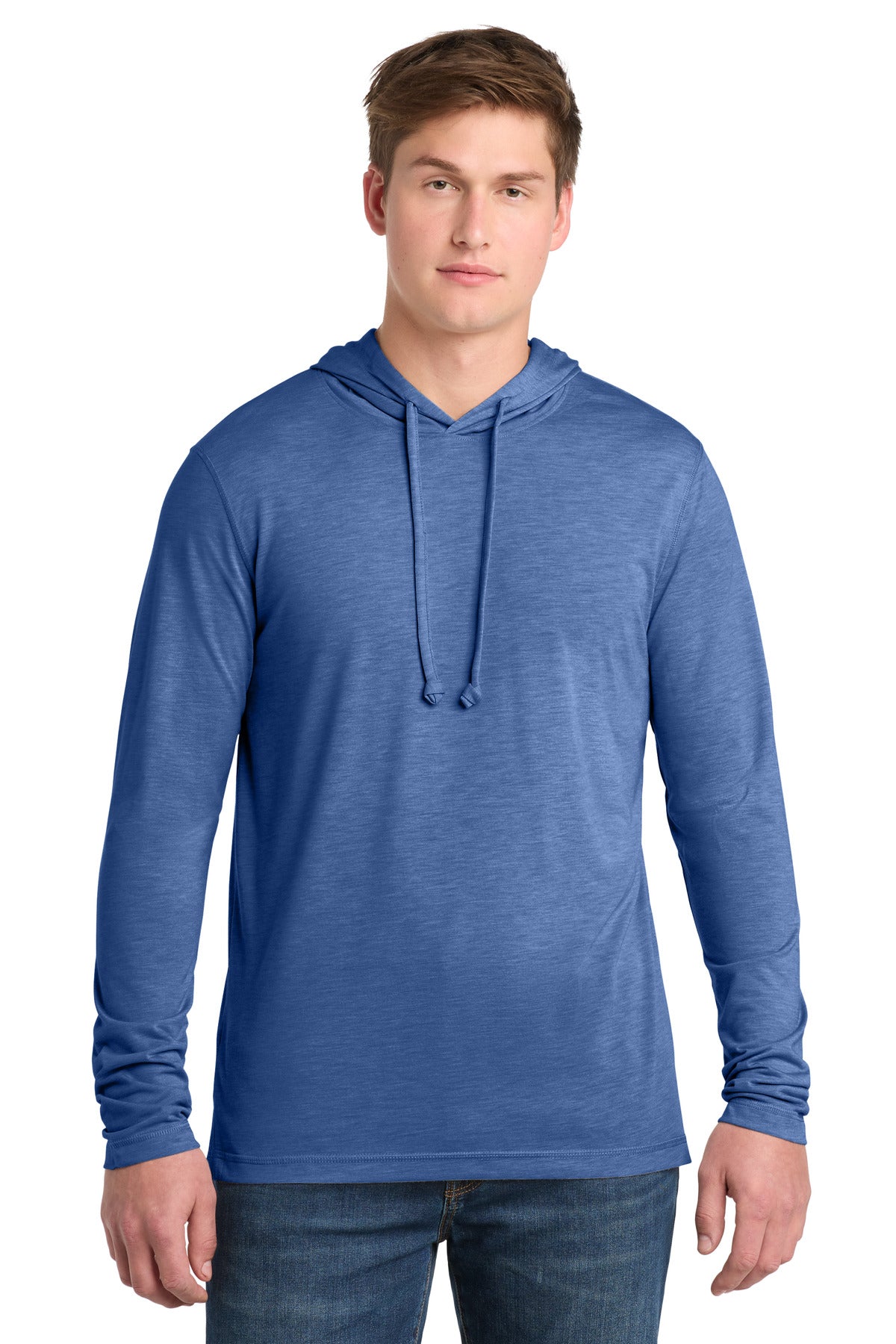 Sport-Tek PosiCharge Tri-Blend Wicking Long Sleeve Hoodie ST406 True Royal Heather