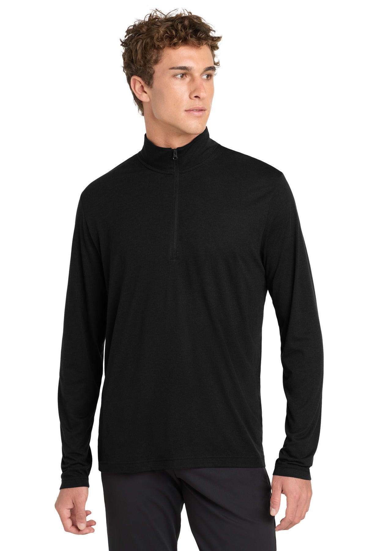 Sport-Tek PosiCharge Tri-Blend Wicking 1/4-Zip Pullover ST407 Black Triad Solid