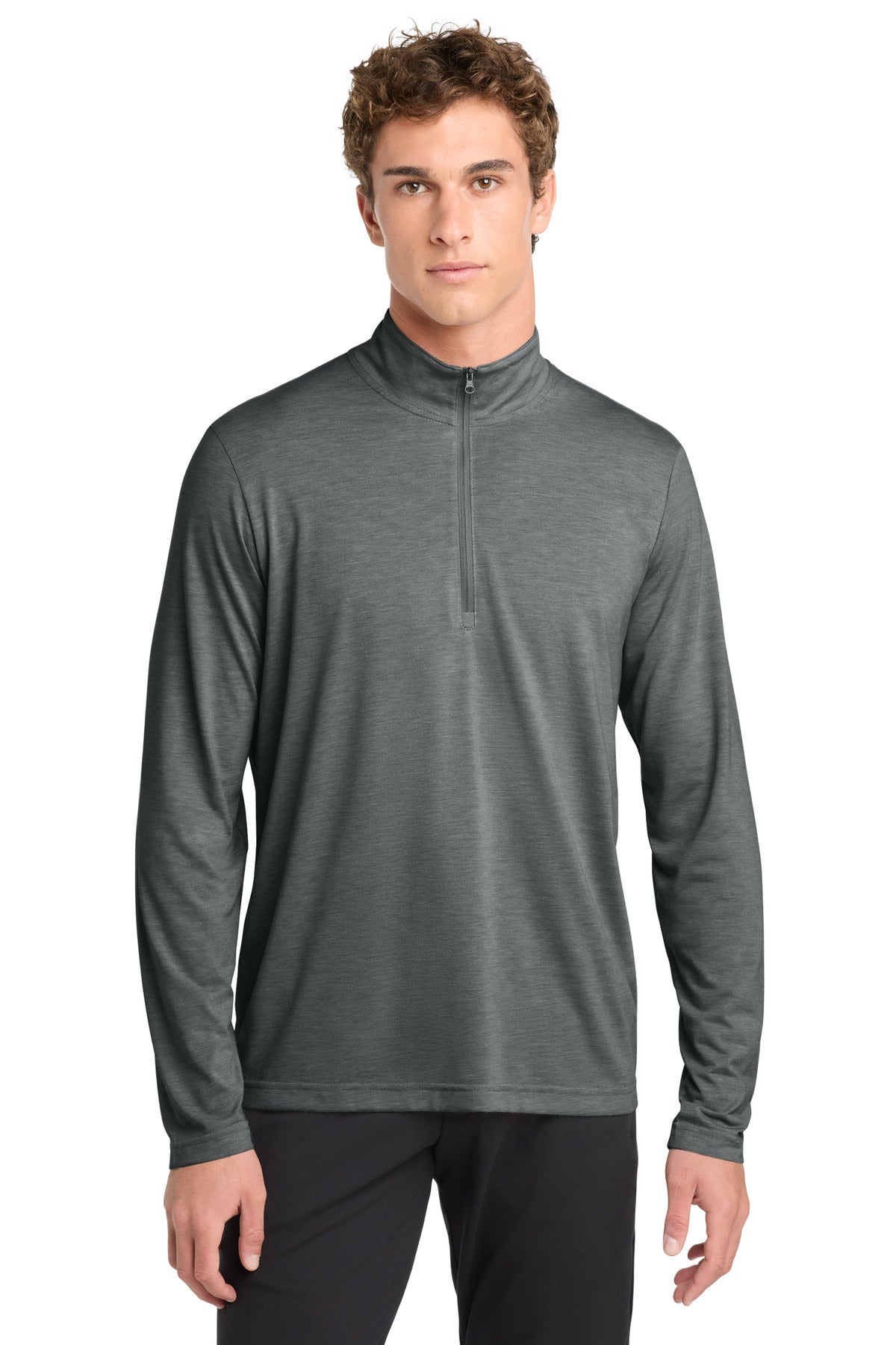 Sport-Tek PosiCharge Tri-Blend Wicking 1/4-Zip Pullover ST407 Dark Grey Heather