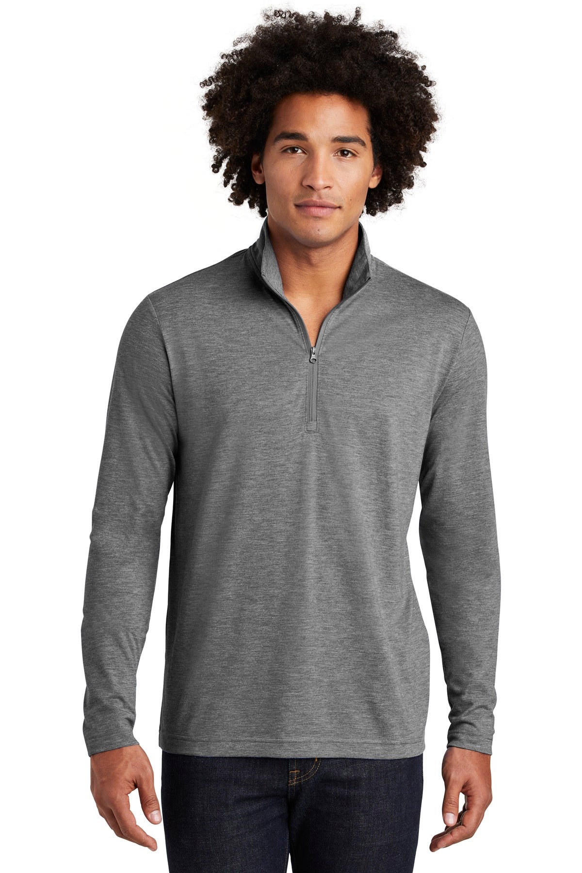 Sport-Tek  PosiCharge  Tri-Blend Wicking 1/4-Zip Pullover. ST407 Dark Grey Heather
