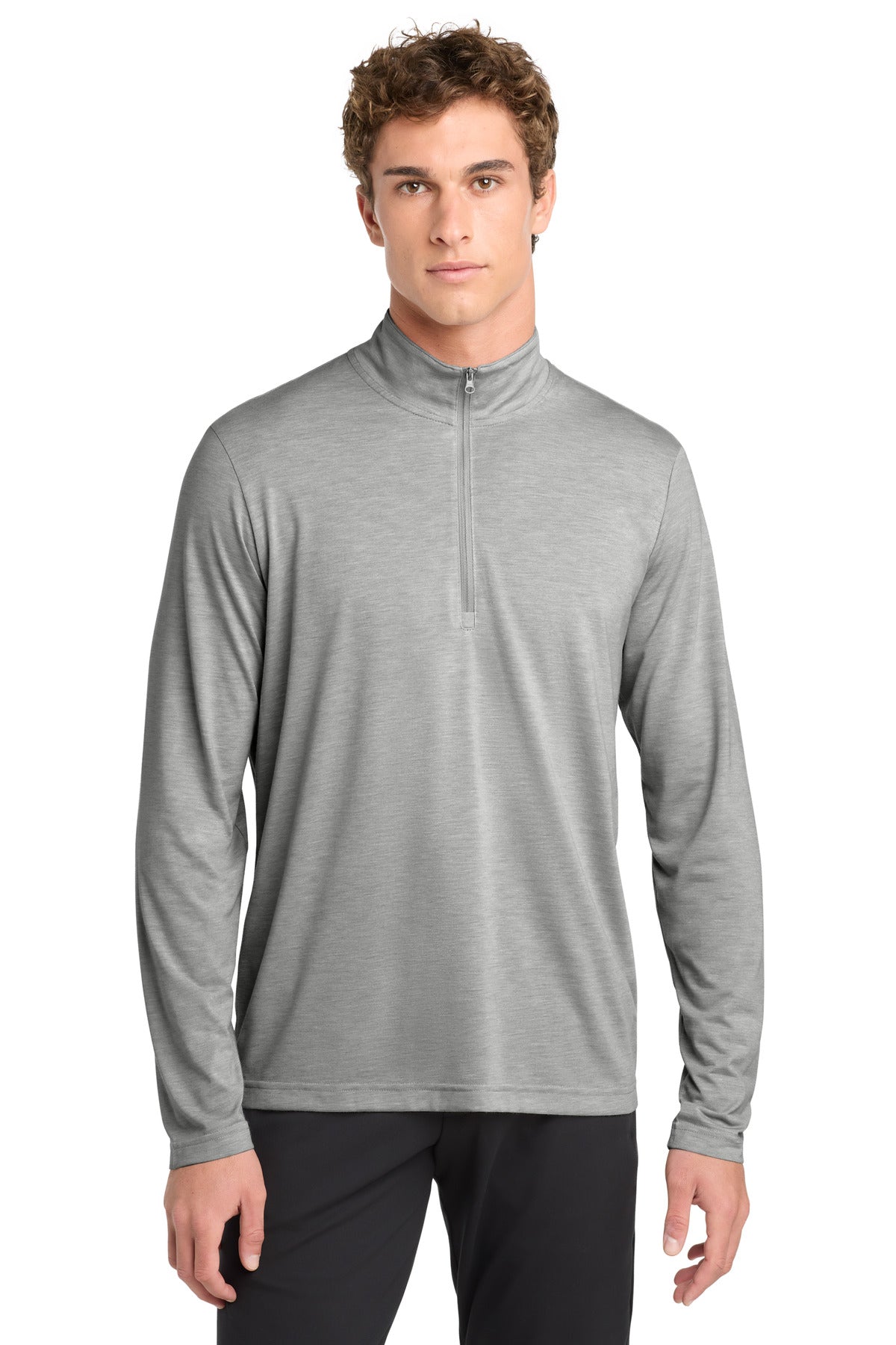 Sport-Tek PosiCharge Tri-Blend Wicking 1/4-Zip Pullover ST407 Light Grey Heather