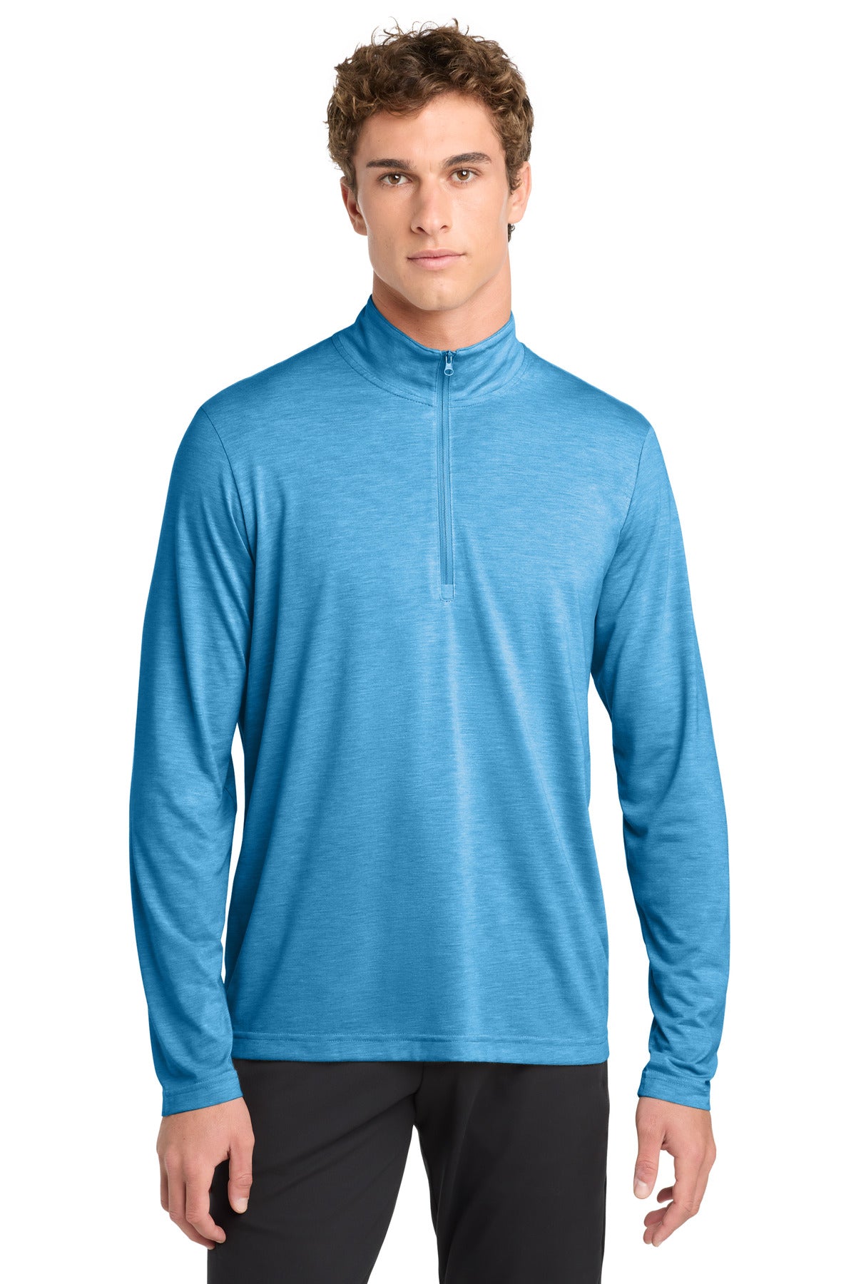 Sport-Tek PosiCharge Tri-Blend Wicking 1/4-Zip Pullover ST407 Pond Blue Heather