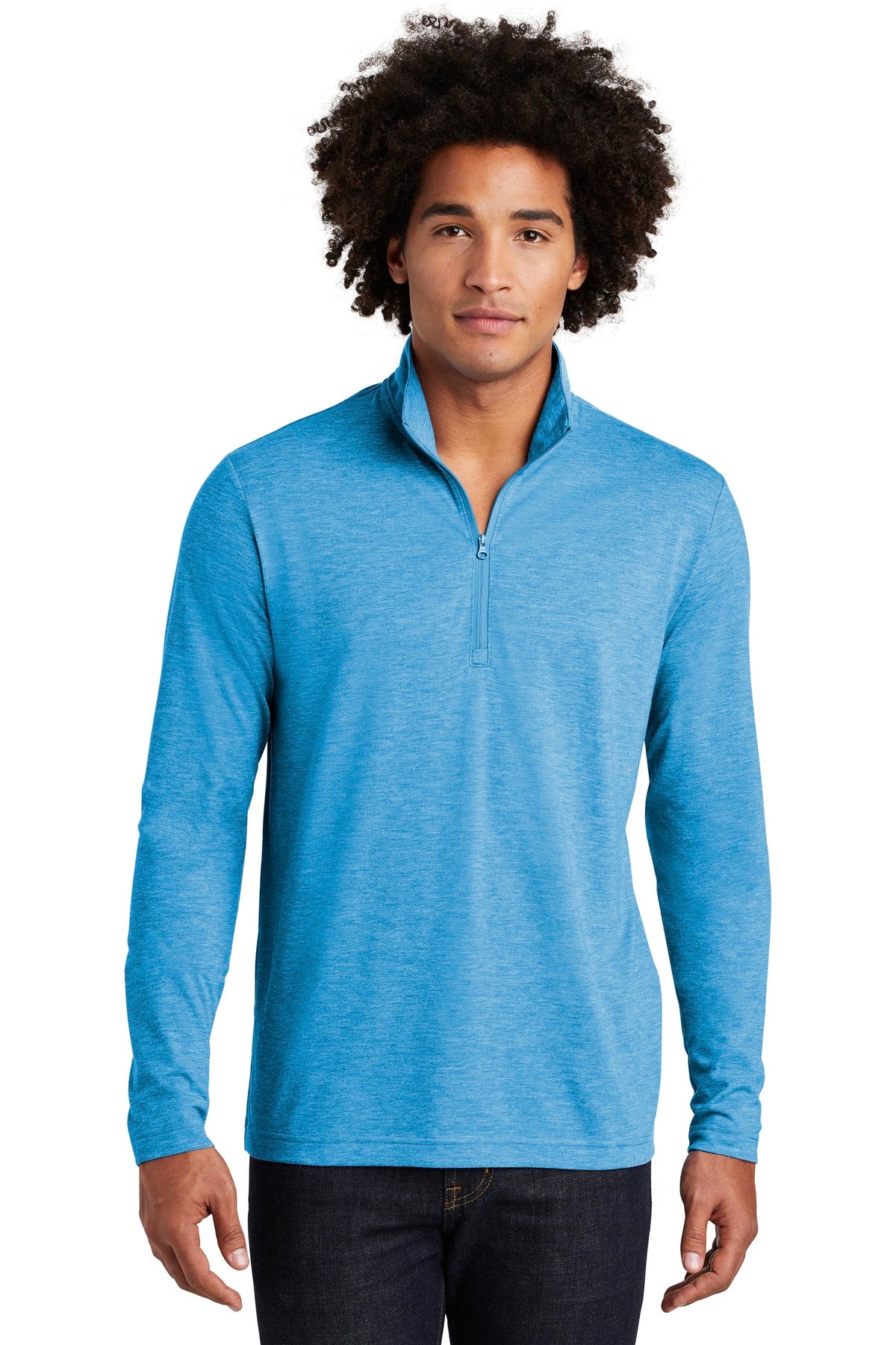 Sport-Tek  PosiCharge  Tri-Blend Wicking 1/4-Zip Pullover. ST407 Pond Blue Heather