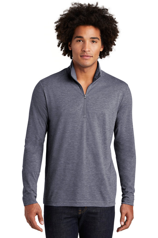 Sport-Tek  PosiCharge  Tri-Blend Wicking 1/4-Zip Pullover. ST407 True Navy Heather