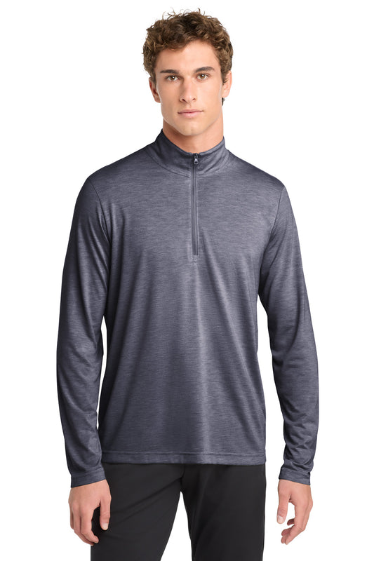 Sport-Tek PosiCharge Tri-Blend Wicking 1/4-Zip Pullover ST407 True Navy Heather