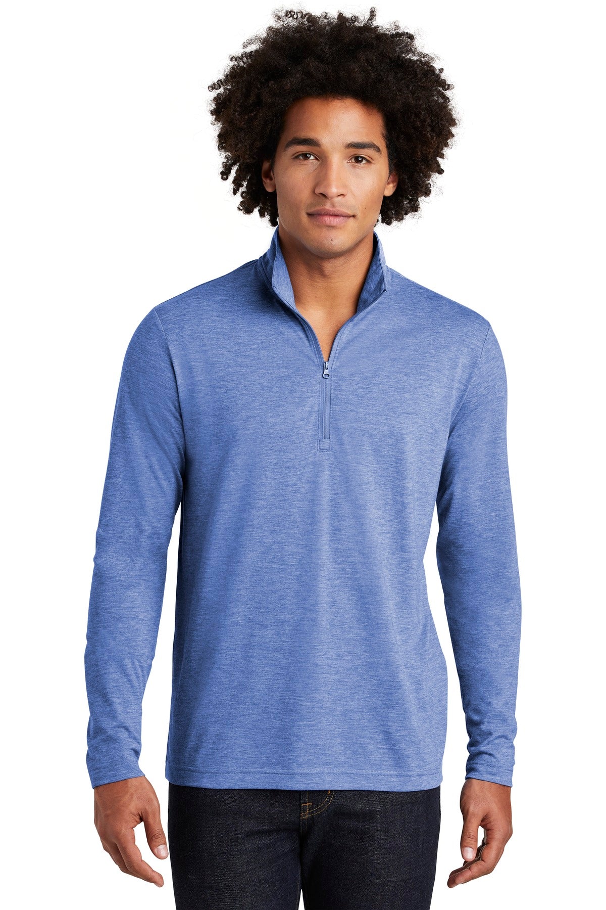 Sport-Tek  PosiCharge  Tri-Blend Wicking 1/4-Zip Pullover. ST407 True Royal Heather