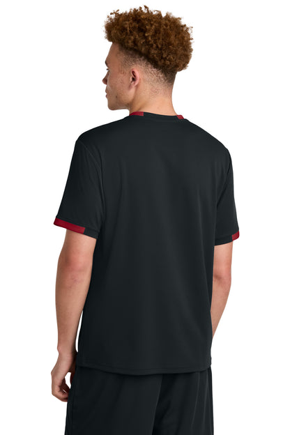 Sport-Tek Club Short Sleeve Crew ST440 Black/ Deep Red