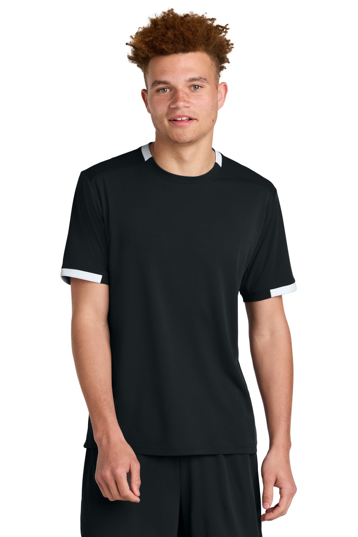 Sport-Tek Club Short Sleeve Crew ST440 Black/ White