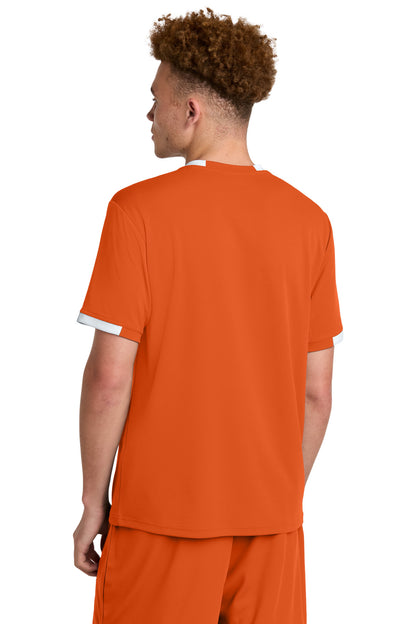 Sport-Tek Club Short Sleeve Crew ST440 Deep Orange/ White