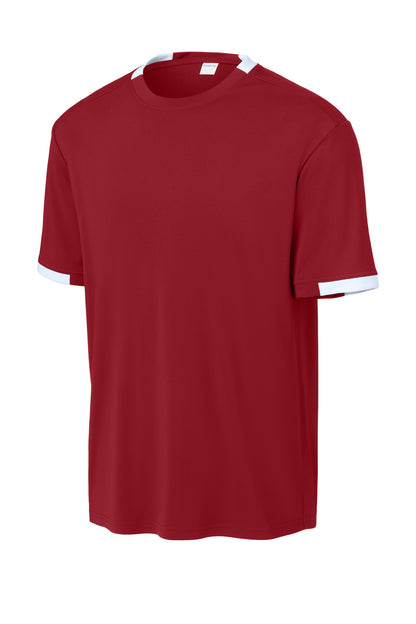 Sport-Tek Club Short Sleeve Crew ST440 Deep Red/ White