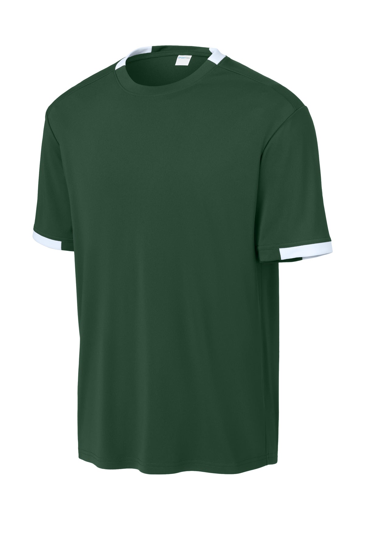 Sport-Tek Club Short Sleeve Crew ST440 Forest Green/ White