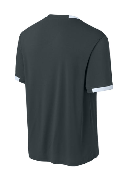 Sport-Tek Club Short Sleeve Crew ST440 Iron Grey/ White